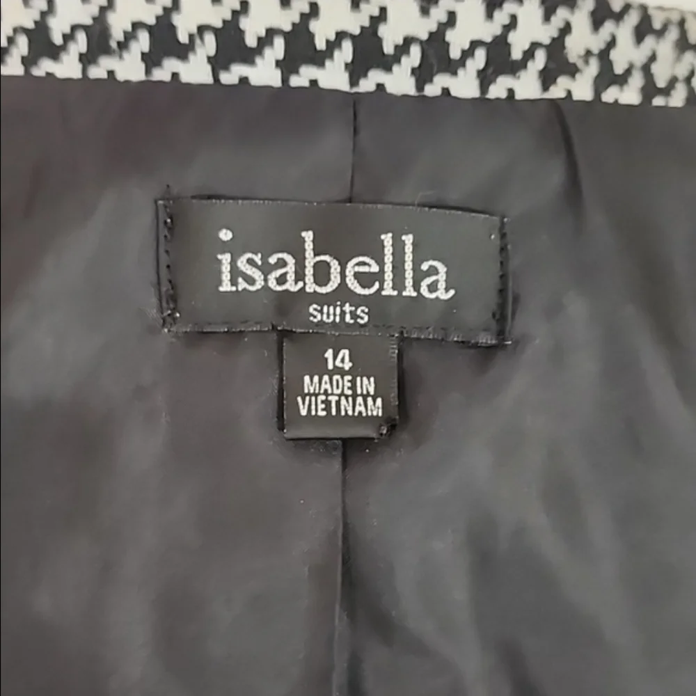 Isabella Suits Coat Houndstooth Black Plus Size 14